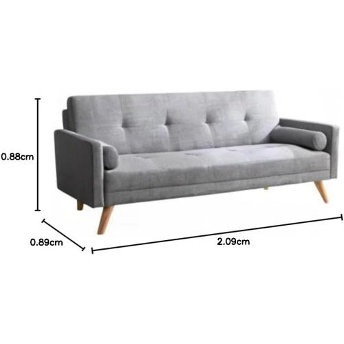 Zoom sur Canapé Scandinave Convertible Tissu Gris, Design Moderne