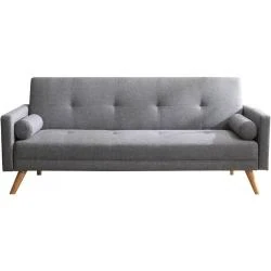 Canapé Scandinave Convertible Tissu Gris, Design Moderne
