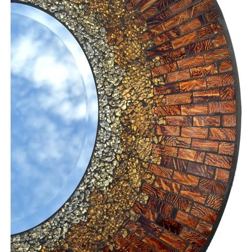 Détail de Miroir mural décoratif Ambre de la Baltique, mosaïque artisanale