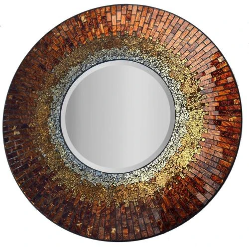 Miroir mural décoratif Ambre de la Baltique, mosaïque artisanale - Vue principale