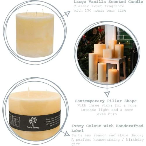 Détail de Bougie parfumée vanille, mèche unique, 130 heures éclairage