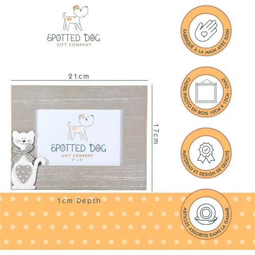 Zoom sur Cadre Photo Bois Spotted Dog Gift Company Chat Gris