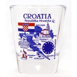 Verre à shot Croatie, monuments, icônes européennes