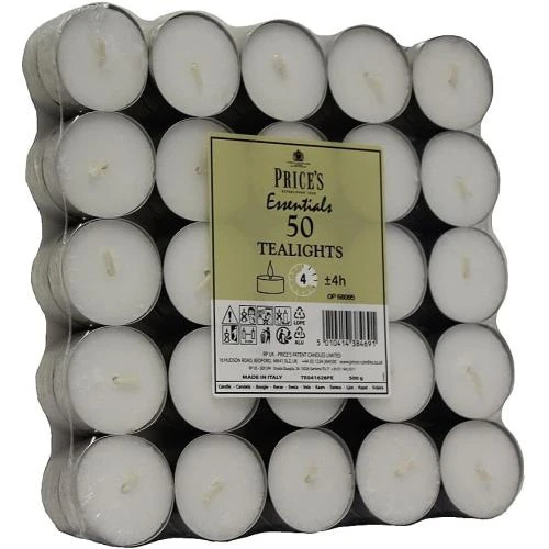 Bougies chauffe-plat blanches, lot de 50, longue durée - Vue principale