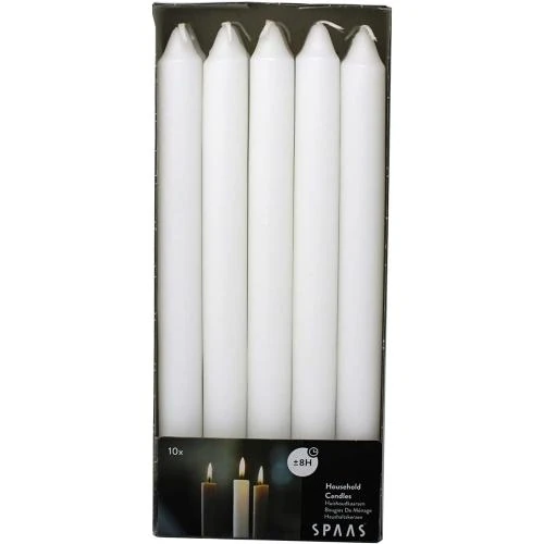 Bougies Blanches Classiques, 10 pièces, 8 heures, Anti-goutte - Vue principale