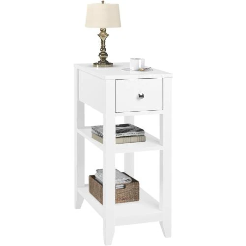 Table de Chevet WOLTU Moderne, Rangement Blanc, 1 Tiroir - Vue principale