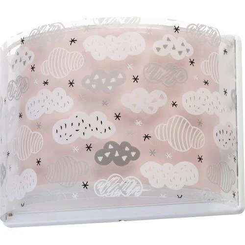 Détail de Applique murale enfant, Dalber, nuages, rose, déco chambre