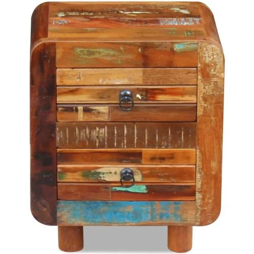 Zoom sur Table de Nuit Bois Récupéré Massif, Élégante et Pratique