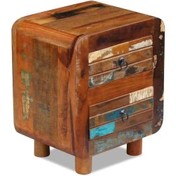 Table de Nuit Bois Récupéré Massif, Élégante et Pratique