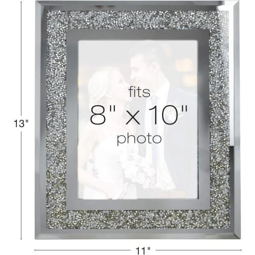 Zoom sur Cadre photo décoratif Excello Global Products, miroir verre, cristal