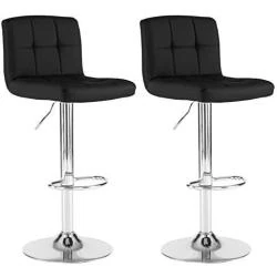 Tabourets bar pivotants cuir synthétique, chrome, lot 2