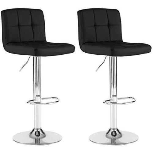 Tabourets bar pivotants cuir synthétique, chrome, lot 2 - Vue principale