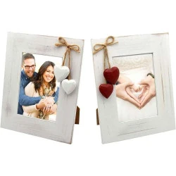 Cadres Photo Bois Blanc Coeurs Rouges Nicola Spring