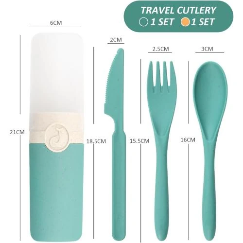 Détail de Couverts portables, set plastique réutilisable, voyage, camping