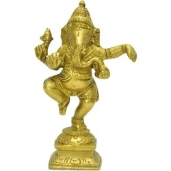 Ganesh Dansant Métal Marron, Artisanat Unique