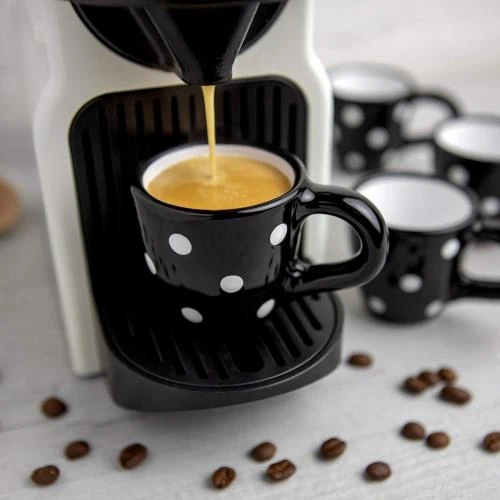 City To Cottage, Ensemble 4 Tasses Expresso Noires Pois Blancs - Vue principale