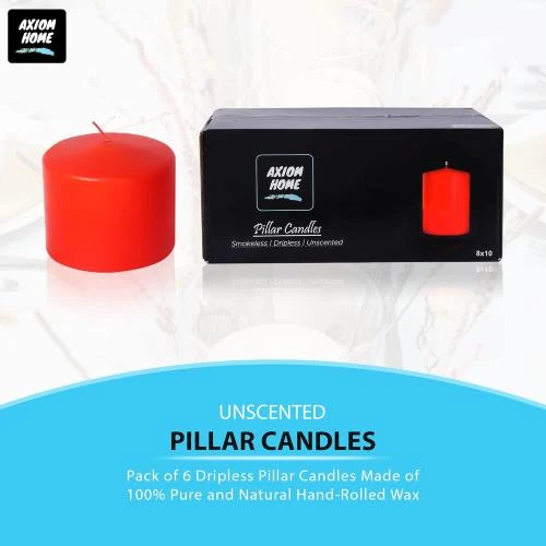 Zoom sur Bougies piliers non parfumées, 6 unités, longue durée