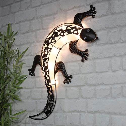 Zoom sur HI Lampe Solaire Murale Gecko LED, Éclairage Extérieur