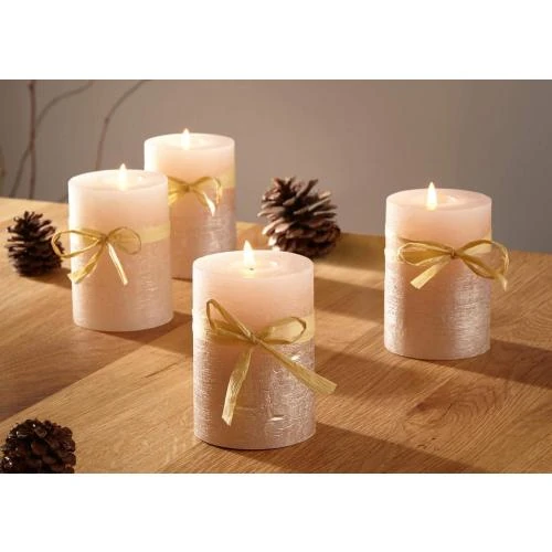 Bougies en cire Champagne, Crème, Doré, Lot de 4 - Vue principale