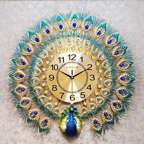 Détail de Horloge murale paon, design élégant, décoration intérieure