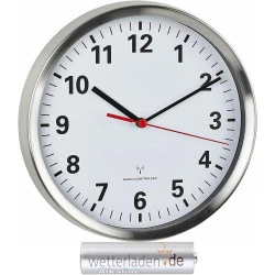 Horloge Murale Radio Pilotée TFA Dostmann, Acier Inoxydable Blanc