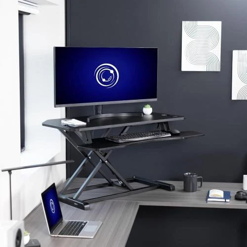 Détail de VIVO Convertisseur Bureau Metal Noir Ergonomique