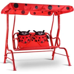 Balancelle Jardin Enfants, 2 Places, Rouge, Charge 80KG