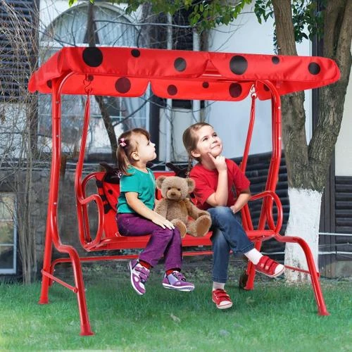 Détail de Balancelle Jardin Enfants, 2 Places, Rouge, Charge 80KG