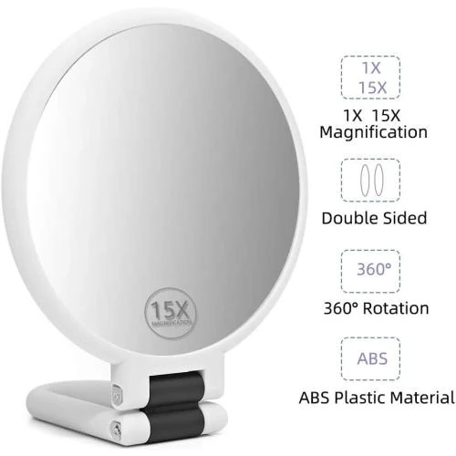 Détail de Miroir main Dolovemk double face pliable, grossissant x15