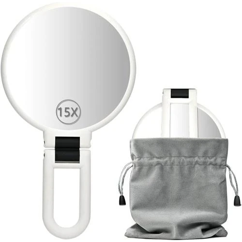 Miroir main Dolovemk double face pliable, grossissant x15 - Vue principale