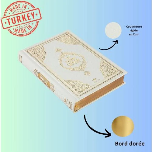 Zoom sur Imani Aksa Saint Coran Arabe Français, Tapis prière Blanc