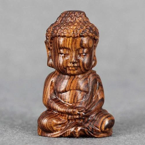 Zoom sur Ouceanwin Statue Bouddha Bois Sculpture Méditation Décoration