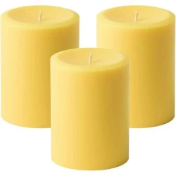 Bougies Pilier Jaunes Non Parfumées Mister Candle Lot 3