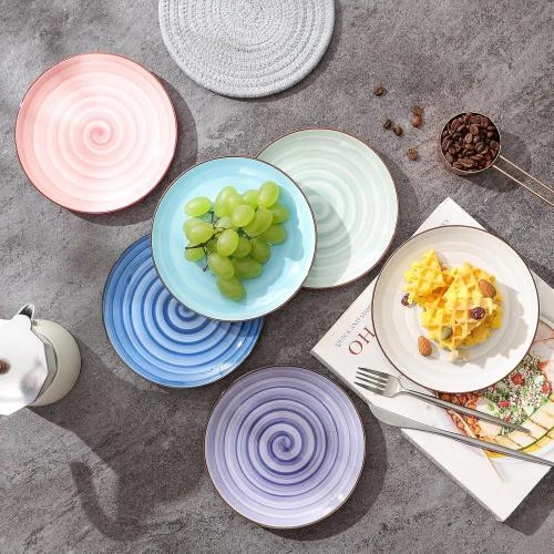 Zoom sur Selamica, 6 Assiettes Dessert Céramique Micro-ondes