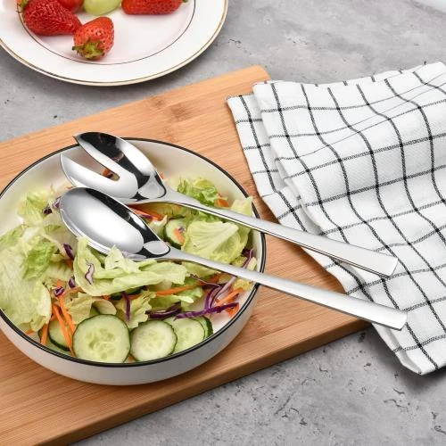 Zoom sur Couverts à salade acier inoxydable 18/8, design élégant