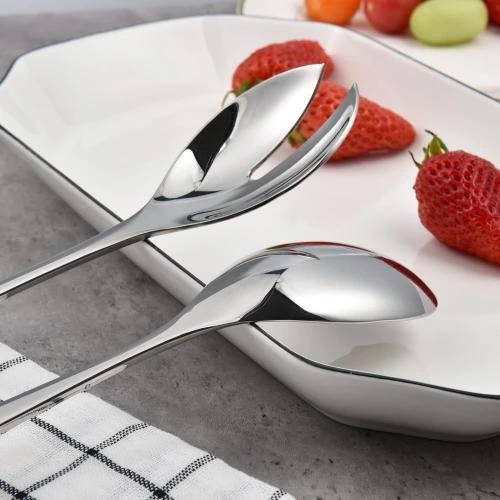 Détail de Couverts à salade acier inoxydable 18/8, design élégant