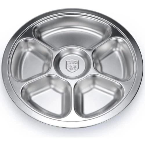 Assiette Divisée Acier Inoxydable, 6 Sections, Ronde - Vue principale