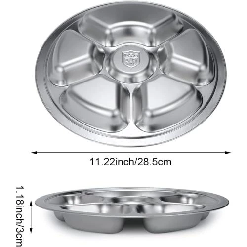 Détail de Assiette Divisée Acier Inoxydable, 6 Sections, Ronde