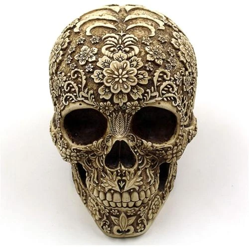 Détail de UJOY Sculpture Tête de Mort, Fleurs, Décoration Halloween