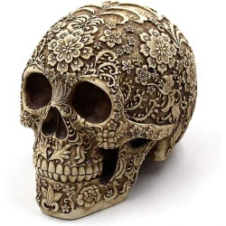 UJOY Sculpture Tête de Mort, Fleurs, Décoration Halloween