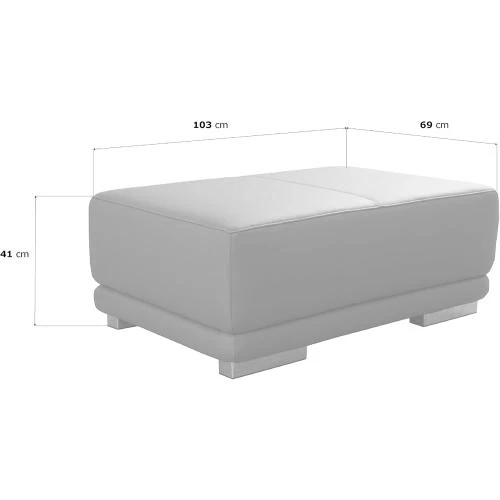 Zoom sur Pouf Rectangulaire Cuir Véritable Cavadore Blanc, Repose-Pieds