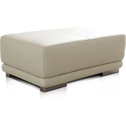 Pouf Rectangulaire Cuir Véritable Cavadore Blanc, Repose-Pieds