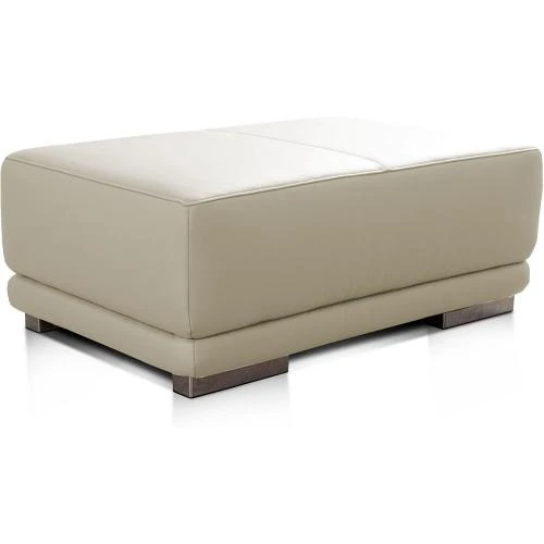 Pouf Rectangulaire Cuir Véritable Cavadore Blanc, Repose-Pieds - Vue principale