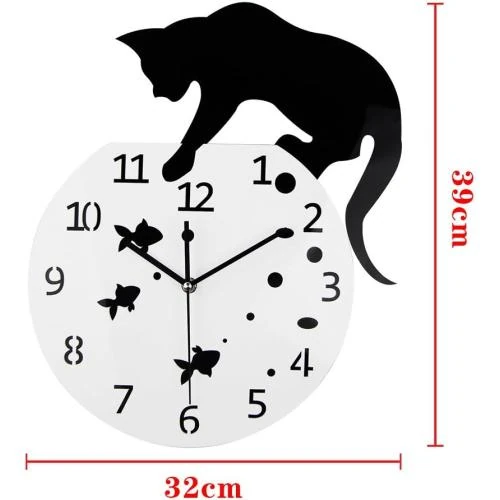 Détail de Horloge Murale Timelike, Design Poisson, Décoration Créative