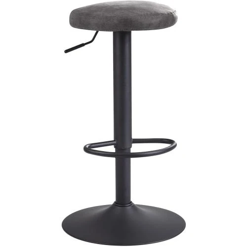 Tabouret Bar Gris, Métal, Cuir Sauvage, Rembourré - Vue principale