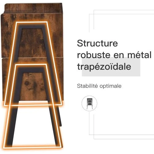 Zoom sur Tables de Chevet Empilables Bois Style Industriel Marron Noir
