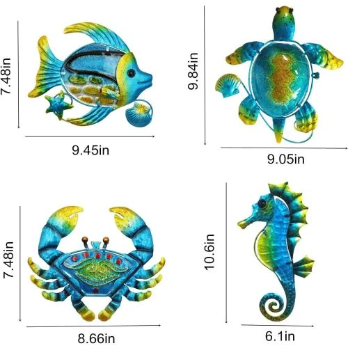 Détail de Sculptures murales métal plage, piscine, tortue, poisson