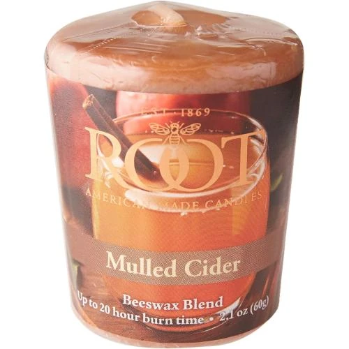 Zoom sur Bougies Votives Racine, 18 Pack, Parfum Cidre Chaud