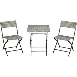Outsunny Meubles de balcon 3 pièces, chaises pliantes, table