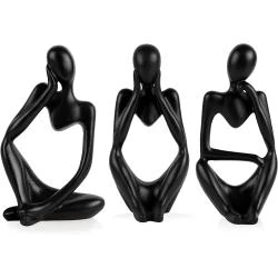 Statues abstraites résine, décoration maison, bureau, noir